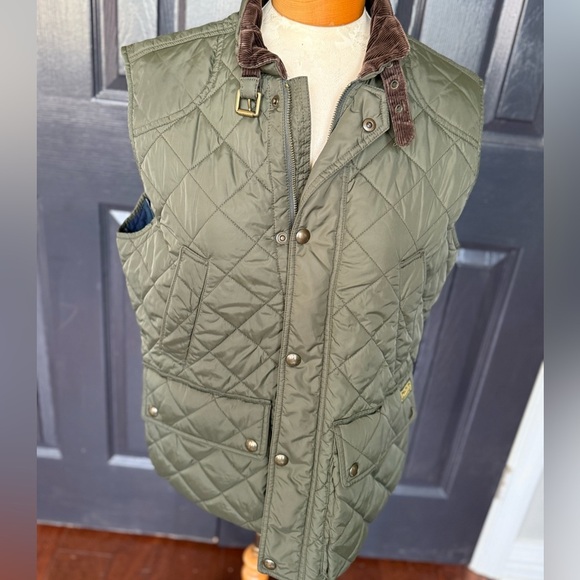 Polo Ralph Lauren Quilted Gilet Vest Olive Army Green Mens Brown Buckle Strap M - Picture 4 of 8